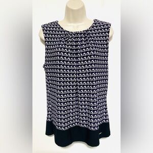 Calvin Klein sleeveless top black purple geometric print pleated